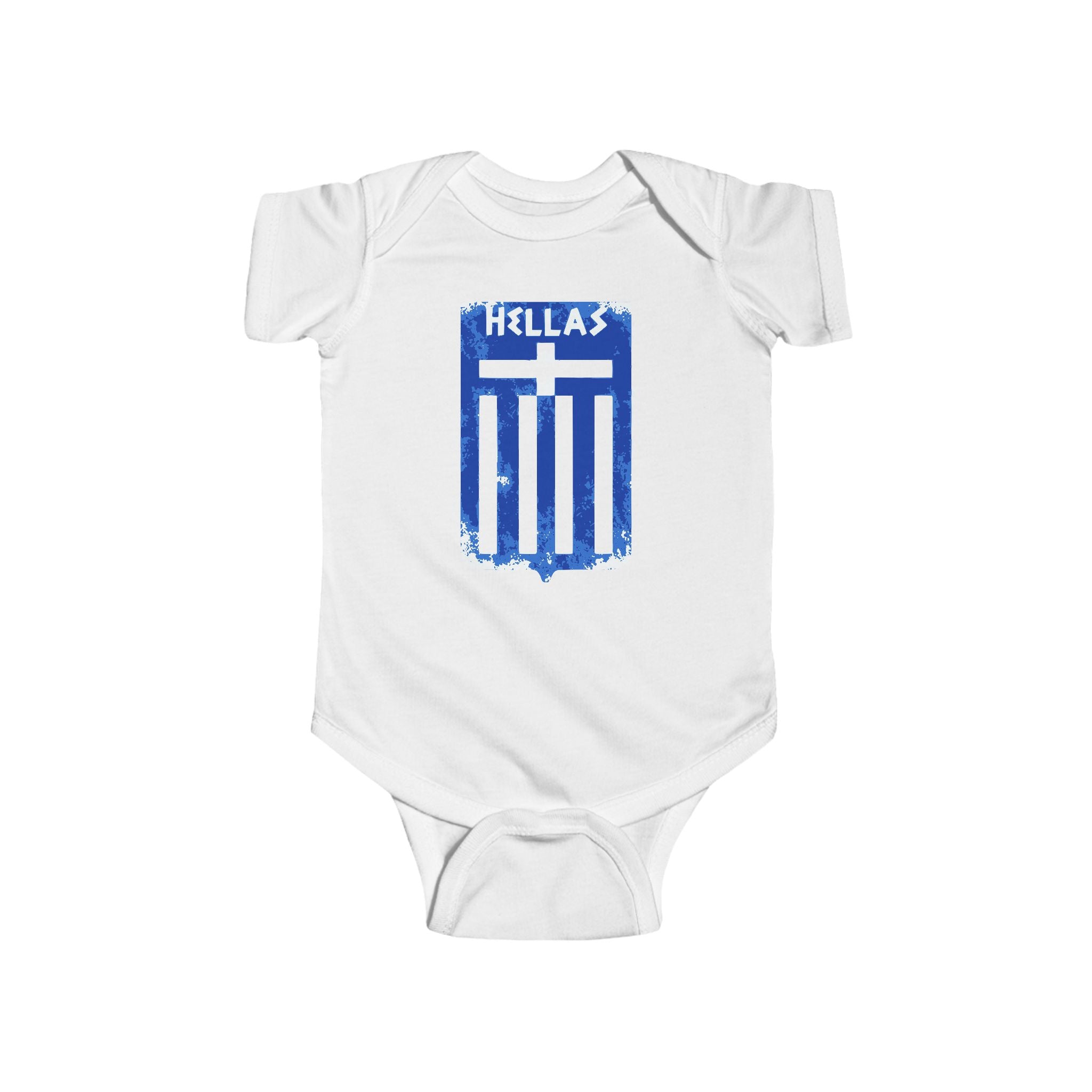 Hellas Greek Flag Infant Bodysuit — Blue Vintage Shield Baby Onesie