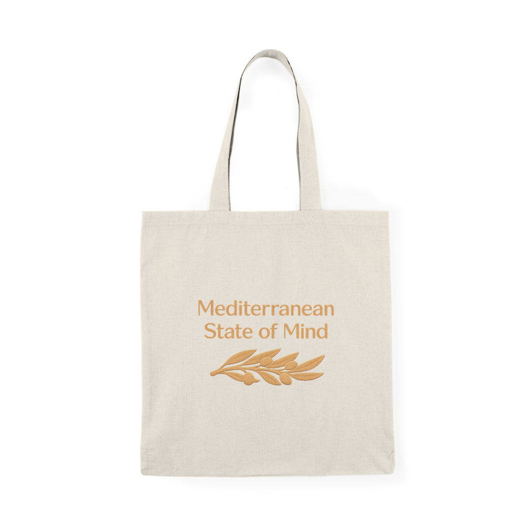 Mediterranean State of Mind Natural Canvas Tote Bag — Eco Market & Beach Bag