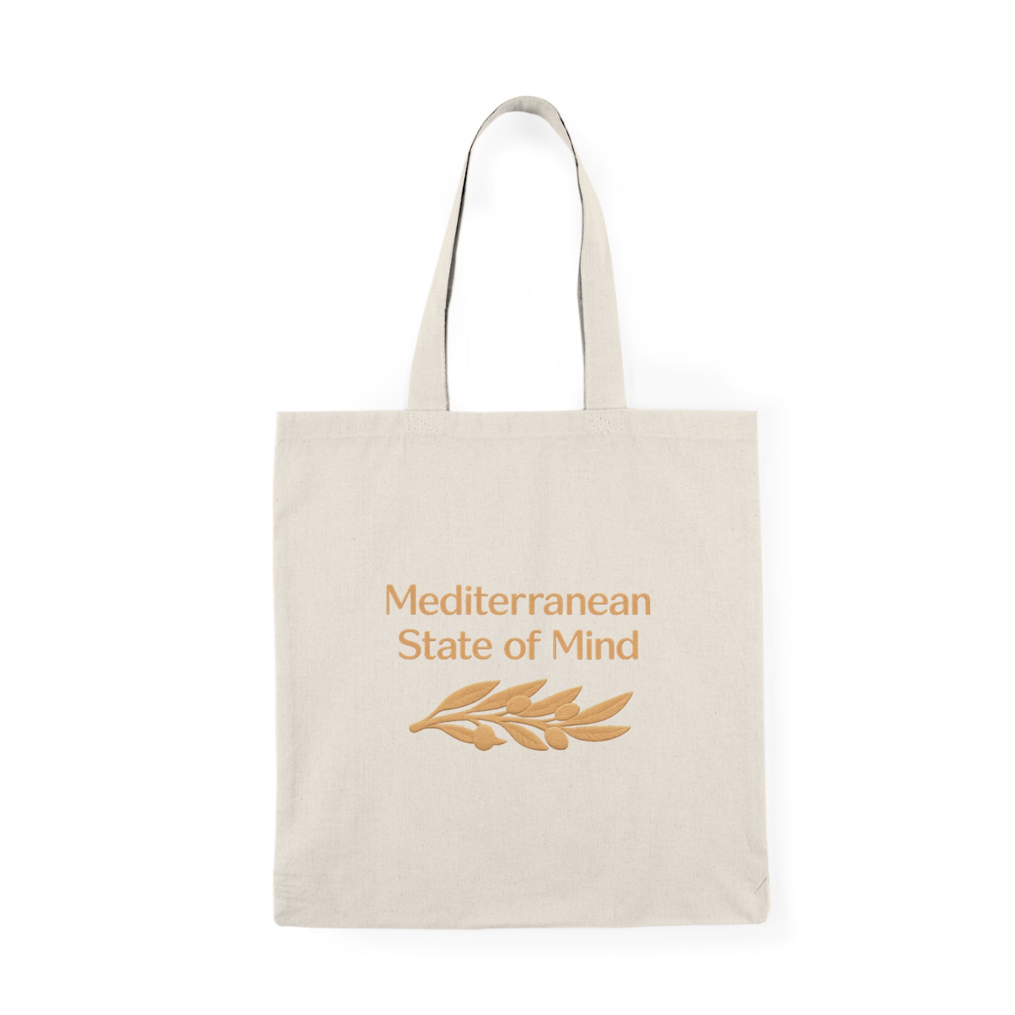 Mediterranean State of Mind Natural Canvas Tote Bag — Eco Market & Beach Bag