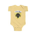AEK Crest Infant Bodysuit — Baby Onesie with Yellow & Black Eagle Emblem