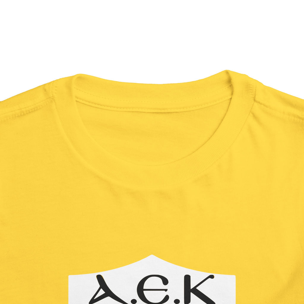 AEK FC Toddler Tee — Yellow Black Double-Headed Eagle Kids Soccer Shirt