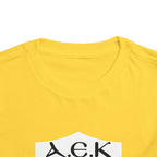 AEK FC Toddler Tee — Yellow Black Double-Headed Eagle Kids Soccer Shirt