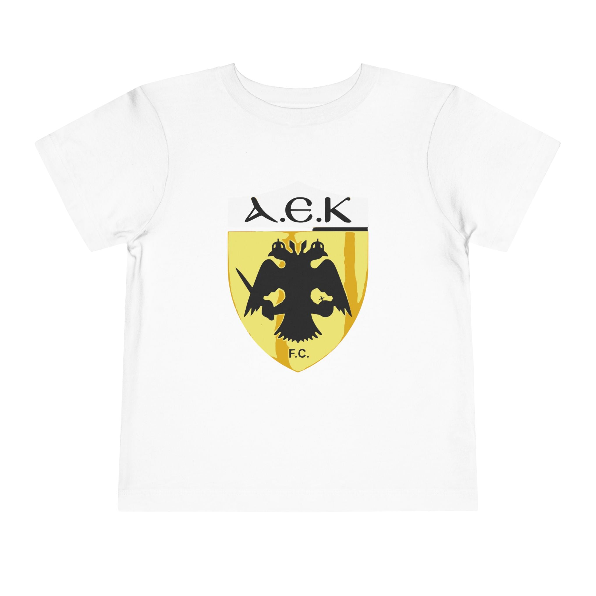 AEK FC Toddler Tee — Yellow Black Double-Headed Eagle Kids Soccer Shirt