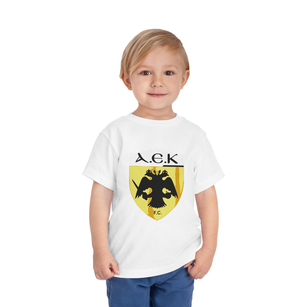 AEK FC Toddler Tee — Yellow Black Double-Headed Eagle Kids Soccer Shirt