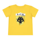 AEK FC Toddler Tee — Yellow Black Double-Headed Eagle Kids Soccer Shirt