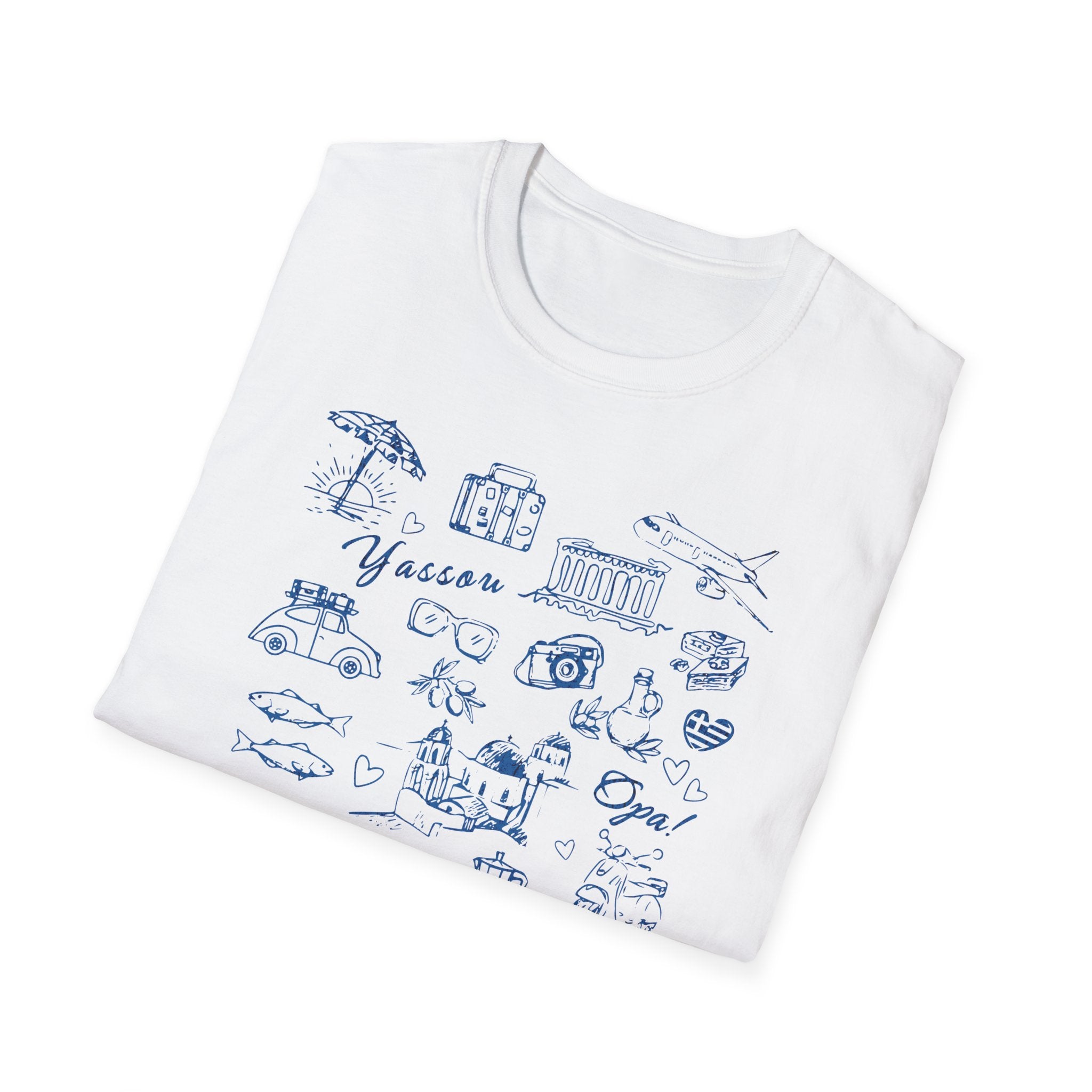 Greek Islands Travel Doodle Tee