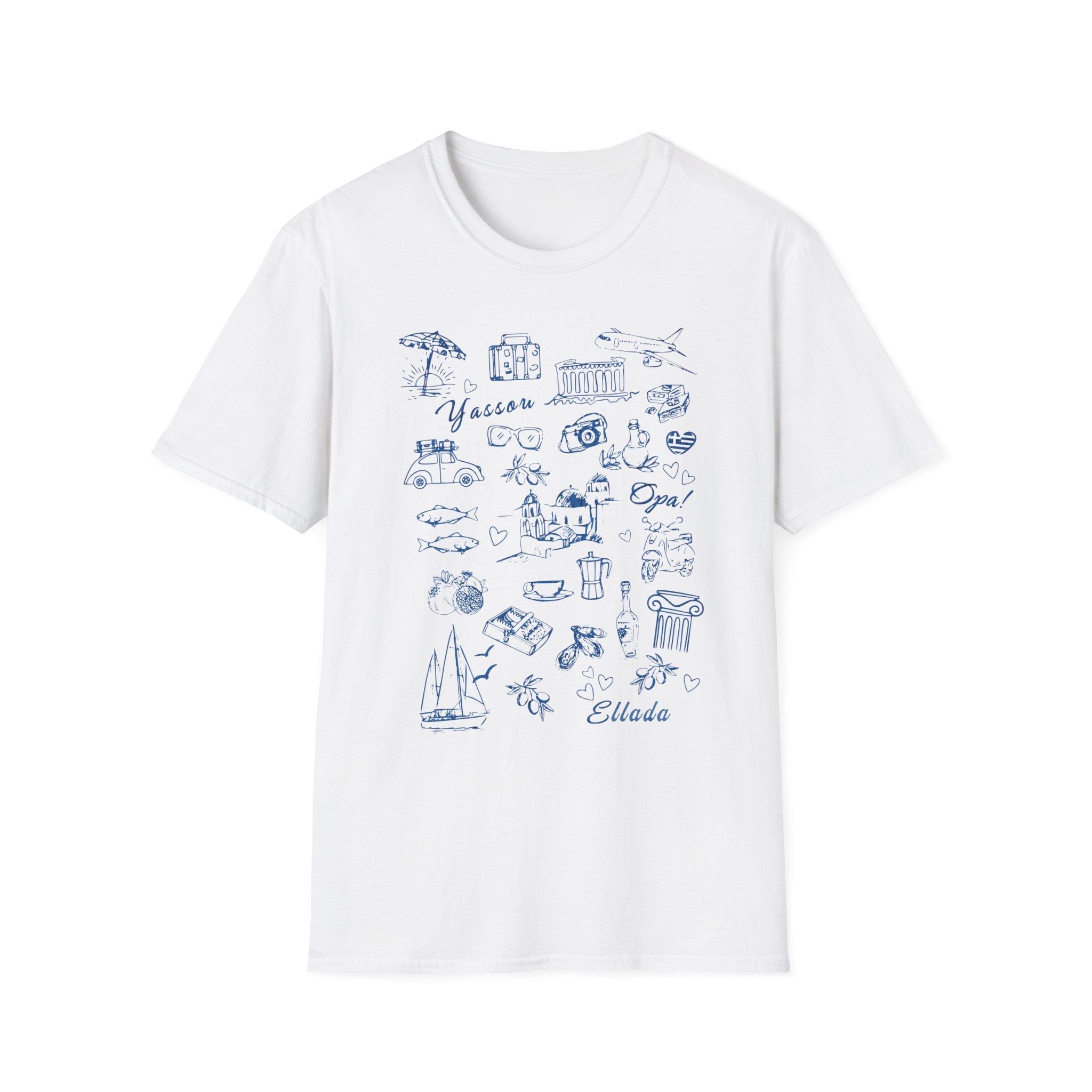 Greek Islands Travel Doodle Tee