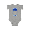 Hellas Greek Flag Infant Bodysuit — Blue Vintage Shield Baby Onesie