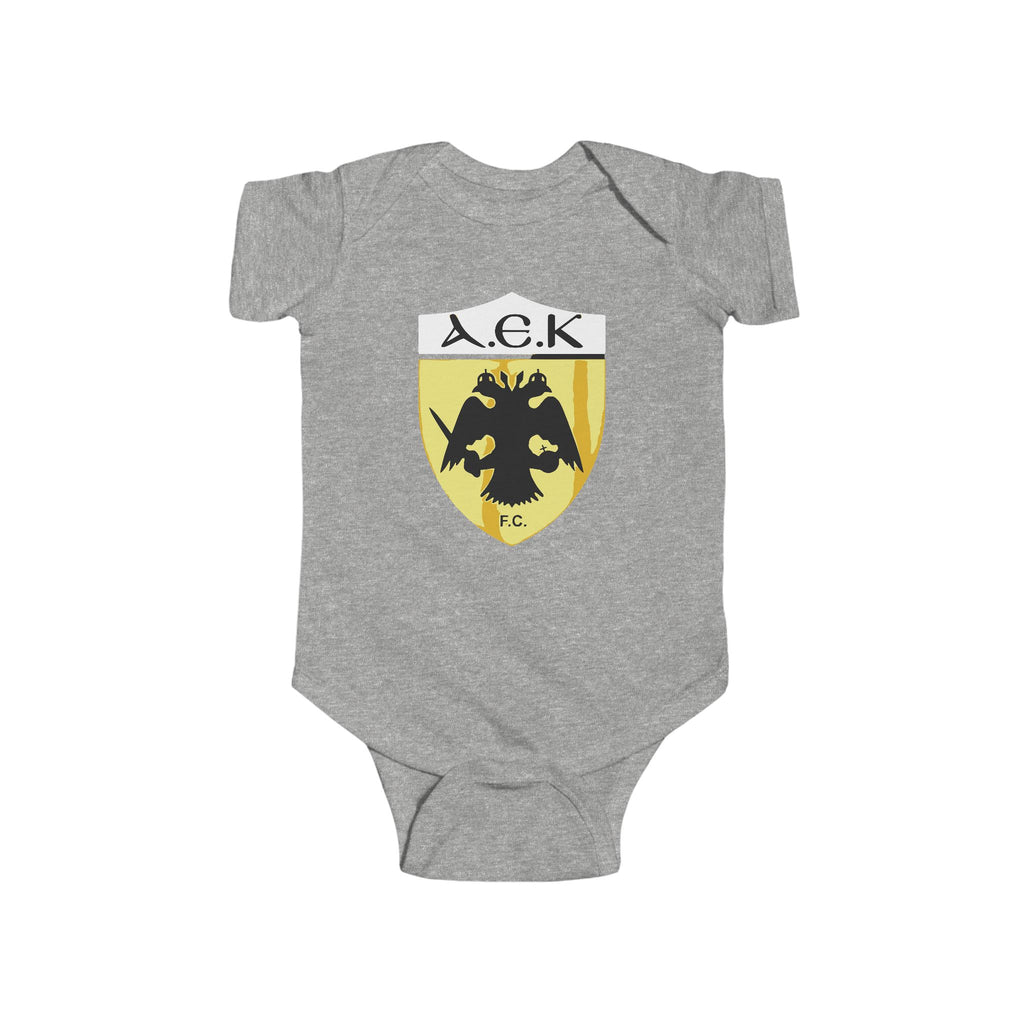 AEK Crest Infant Bodysuit — Baby Onesie with Yellow & Black Eagle Emblem