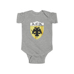 AEK Crest Infant Bodysuit — Baby Onesie with Yellow & Black Eagle Emblem