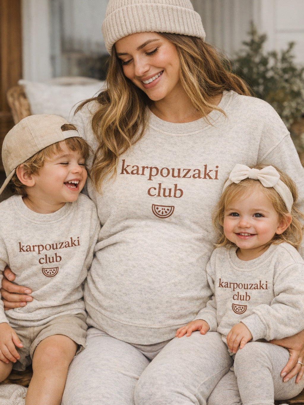 Mom Edition Karpouzaki Club Crewneck Sweatshirt — Minimal Greek Melon Club Pullover