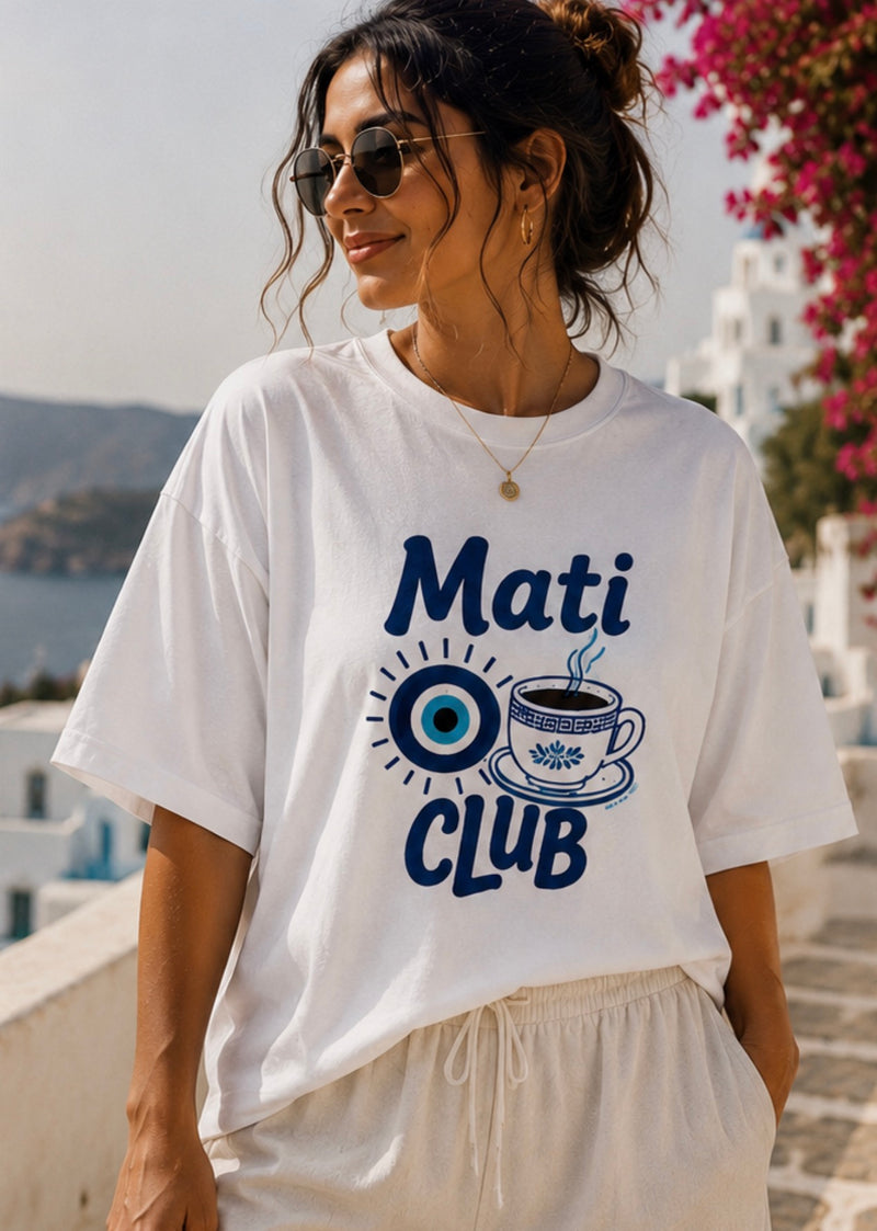 Mati Club T-Shirt | Greek Evil Eye Graphic Tee 🧿☕️
