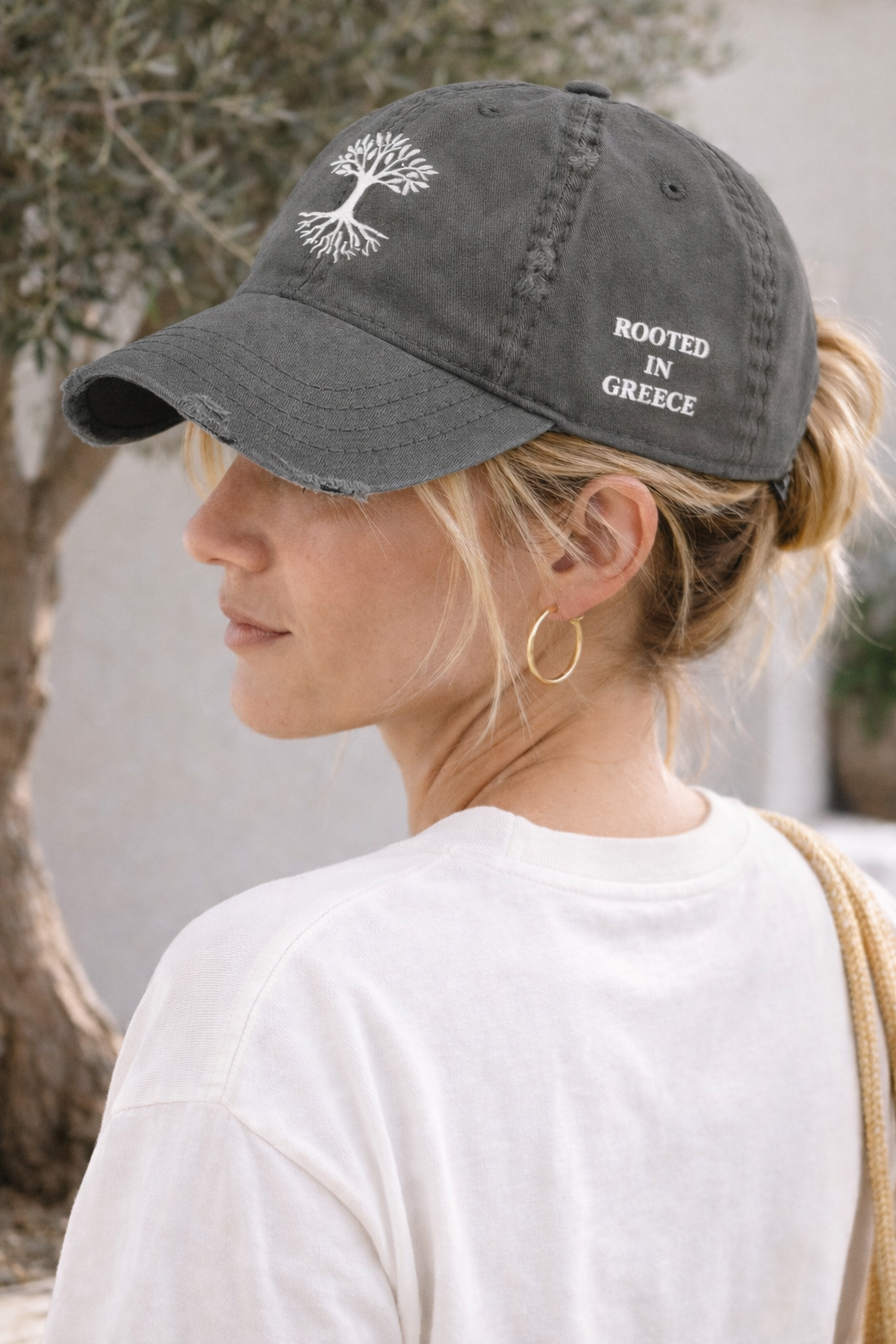 Rooted in Greece Distressed Hat