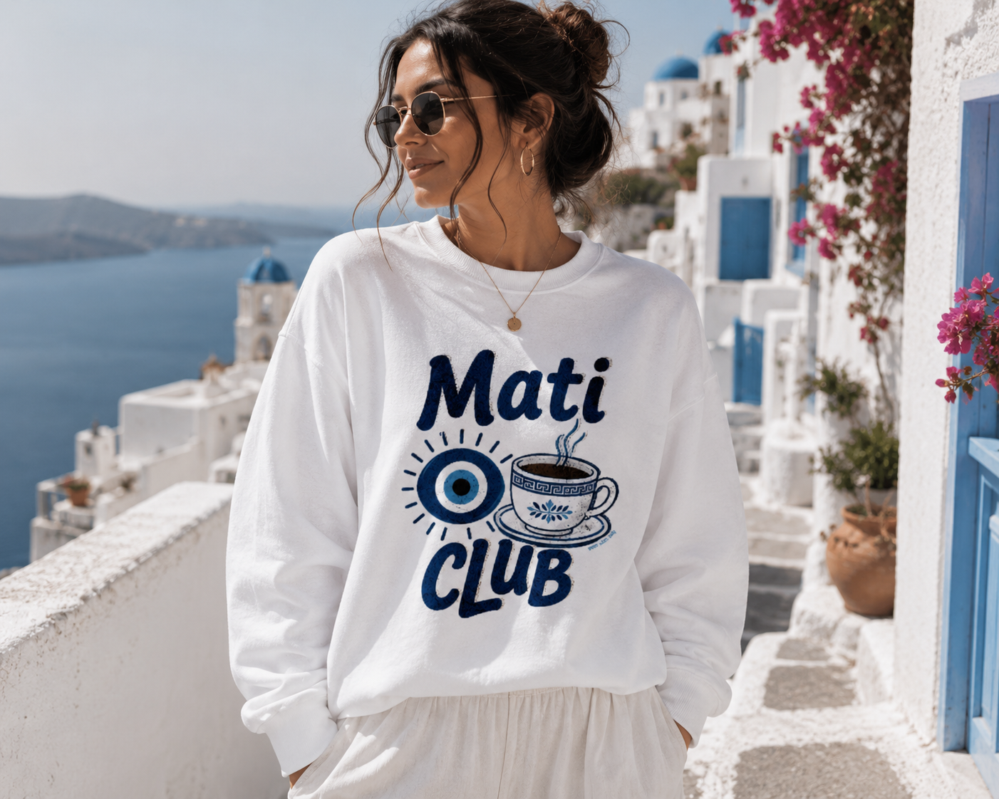Mati Club Oversized Sweatshirt | Greek Evil Eye Crewneck