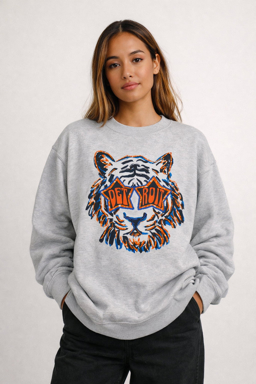 Detroit Tiger Vintage Sweatshirt | Detroit Inspired Streetwear | Unisex Tigers Crewneck